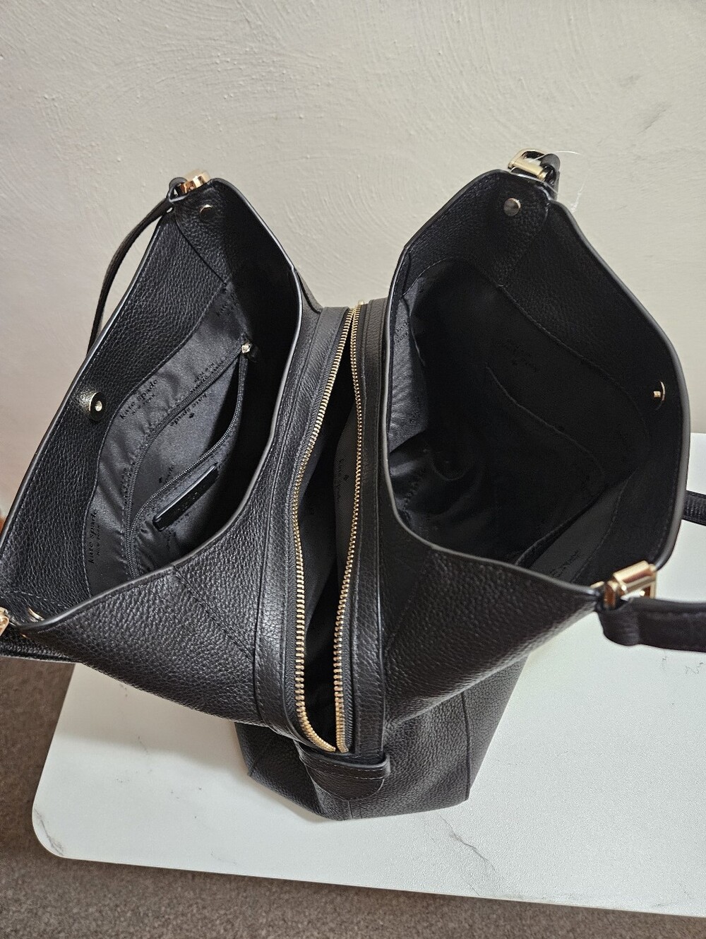kate spade Black Pebbled Leather Shoulder Tote. EC - Picture 6 of 8